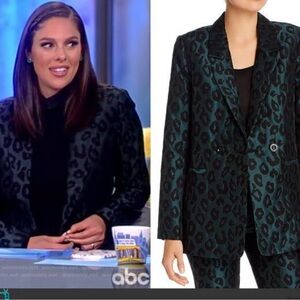 Anine Bing Madeleine Emerald Leopard Jacquard Blazer size XS
